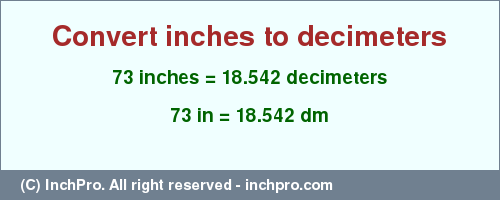Result converting 73 inches to dm = 18.542 decimeters