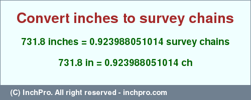 Result converting 731.8 inches to ch = 0.923988051014 survey chains
