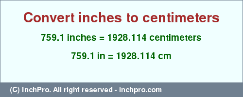 Result converting 759.1 inches to cm = 1928.114 centimeters