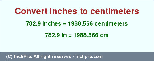 Result converting 782.9 inches to cm = 1988.566 centimeters