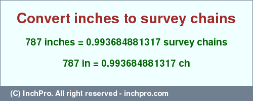 Result converting 787 inches to ch = 0.993684881317 survey chains