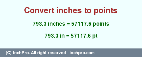 Result converting 793.3 inches to pt = 57117.6 points