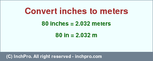 Result converting 80 inches to m = 2.032 meters