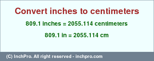 Result converting 809.1 inches to cm = 2055.114 centimeters