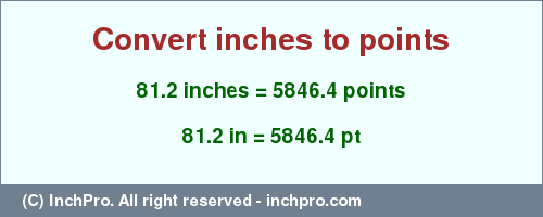 Result converting 81.2 inches to pt = 5846.4 points