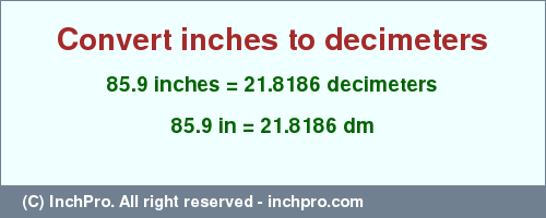 Result converting 85.9 inches to dm = 21.8186 decimeters