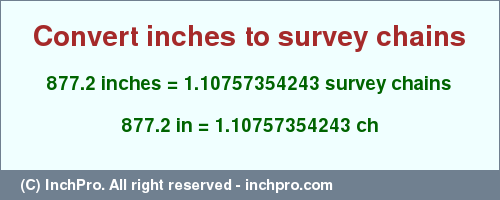 Result converting 877.2 inches to ch = 1.10757354243 survey chains