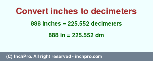 Result converting 888 inches to dm = 225.552 decimeters