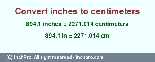 Result converting 894.1 inches to cm = 2271.014 centimeters
