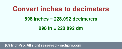 Result converting 898 inches to dm = 228.092 decimeters