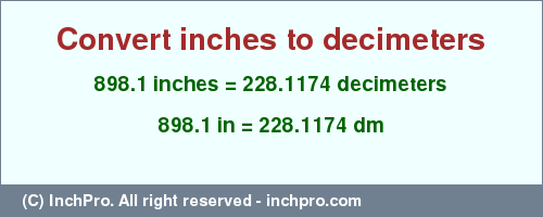 Result converting 898.1 inches to dm = 228.1174 decimeters