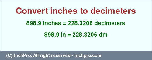 Result converting 898.9 inches to dm = 228.3206 decimeters