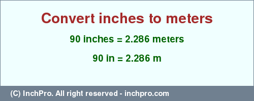 Result converting 90 inches to m = 2.286 meters