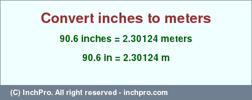 Result converting 90.6 inches to m = 2.30124 meters