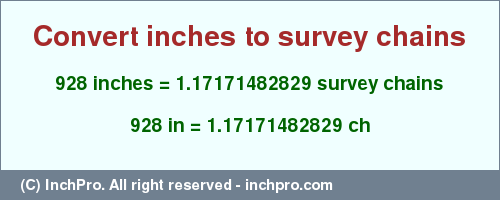 Result converting 928 inches to ch = 1.17171482829 survey chains