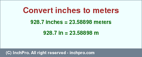 Result converting 928.7 inches to m = 23.58898 meters