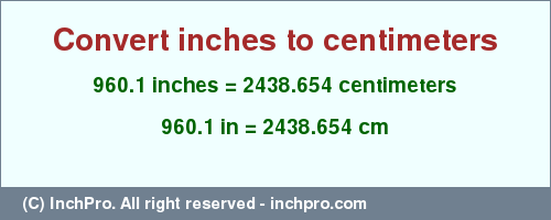 Result converting 960.1 inches to cm = 2438.654 centimeters