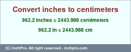 Result converting 962.2 inches to cm = 2443.988 centimeters
