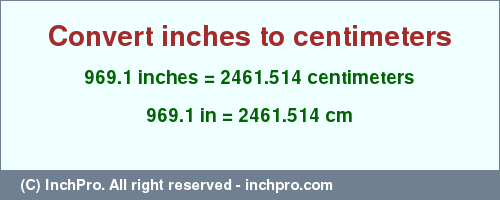 Result converting 969.1 inches to cm = 2461.514 centimeters