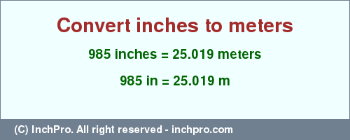 Result converting 985 inches to m = 25.019 meters