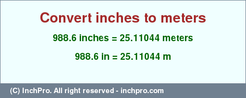 Result converting 988.6 inches to m = 25.11044 meters