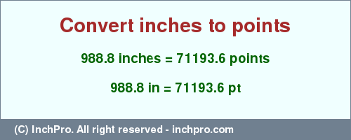Result converting 988.8 inches to pt = 71193.6 points
