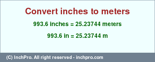 Result converting 993.6 inches to m = 25.23744 meters