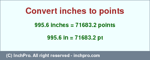 Result converting 995.6 inches to pt = 71683.2 points