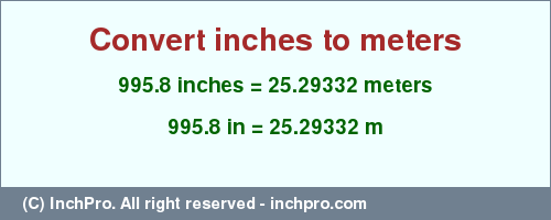 Result converting 995.8 inches to m = 25.29332 meters