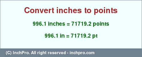 Result converting 996.1 inches to pt = 71719.2 points