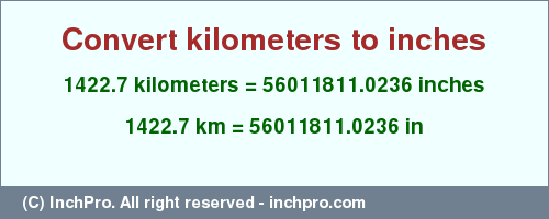 Result converting 1422.7 kilometers to inches = 56011811.0236 inches