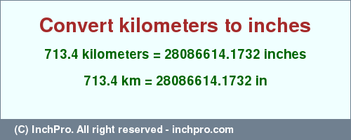 Result converting 713.4 kilometers to inches = 28086614.1732 inches