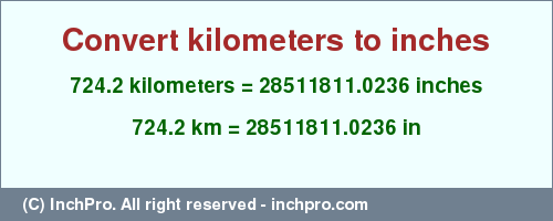 Result converting 724.2 kilometers to inches = 28511811.0236 inches