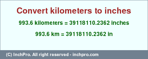 Result converting 993.6 kilometers to inches = 39118110.2362 inches