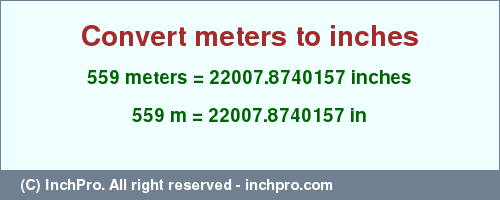 Result converting 559 meters to inches = 22007.8740157 inches