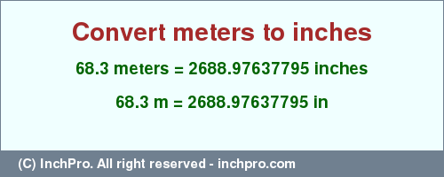 Result converting 68.3 meters to inches = 2688.97637795 inches