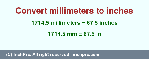Result converting 1714.5 millimeters to inches = 67.5 inches