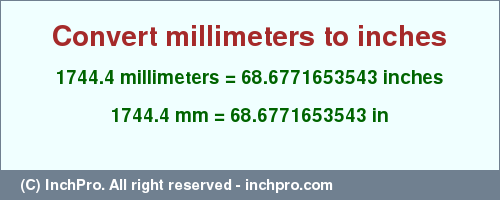 Result converting 1744.4 millimeters to inches = 68.6771653543 inches