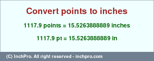 Result converting 1117.9 points to inches = 15.5263888889 inches