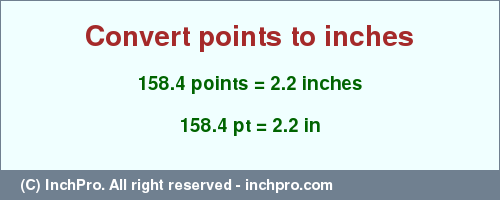 Result converting 158.4 points to inches = 2.2 inches