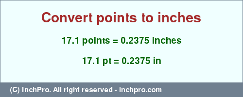 Result converting 17.1 points to inches = 0.2375 inches