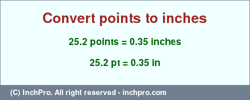 Result converting 25.2 points to inches = 0.35 inches