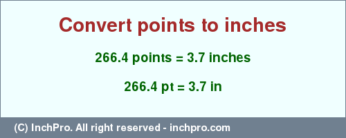 Result converting 266.4 points to inches = 3.7 inches