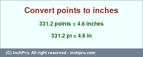 Result converting 331.2 points to inches = 4.6 inches