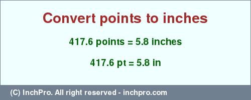 Result converting 417.6 points to inches = 5.8 inches