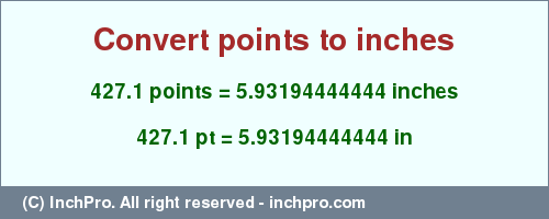 Result converting 427.1 points to inches = 5.93194444444 inches