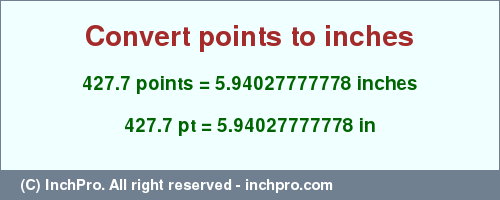 Result converting 427.7 points to inches = 5.94027777778 inches