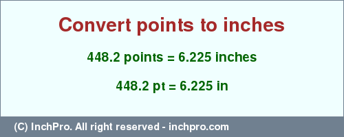 Result converting 448.2 points to inches = 6.225 inches