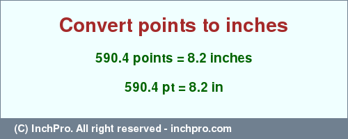 Result converting 590.4 points to inches = 8.2 inches