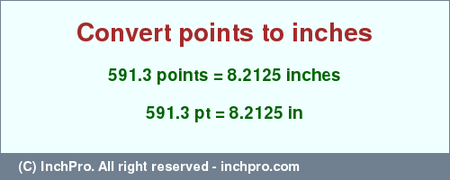 Result converting 591.3 points to inches = 8.2125 inches